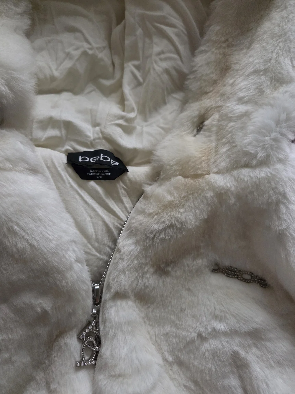 bebe Cream Faux-Fur Hooded Zip Teddy Jacket - Picture 8 of 12